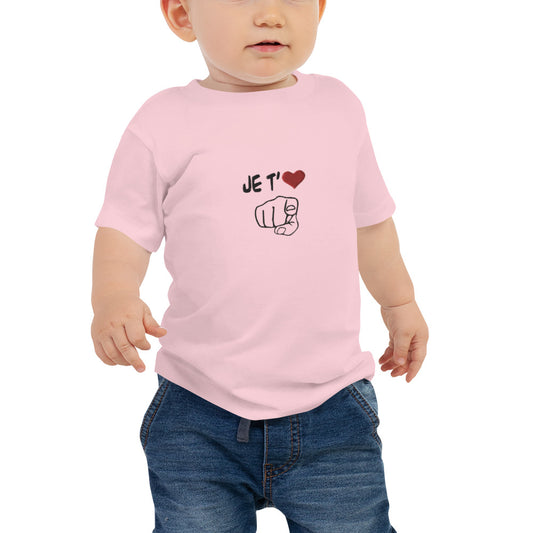 JE T’❤️, BRODÉ, T-shirt à Manches Courtes en Jersey pour Bébé