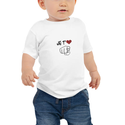 JE T’❤️, BRODÉ, T-shirt à Manches Courtes en Jersey pour Bébé