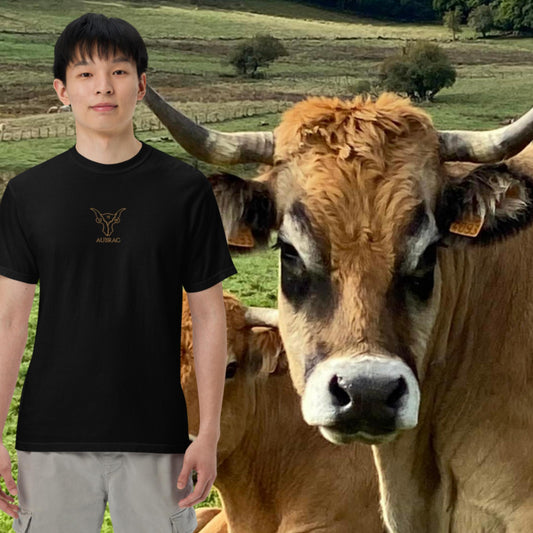 Vache BRODÉ Marron, T-shirt teinté lourd, HOMME