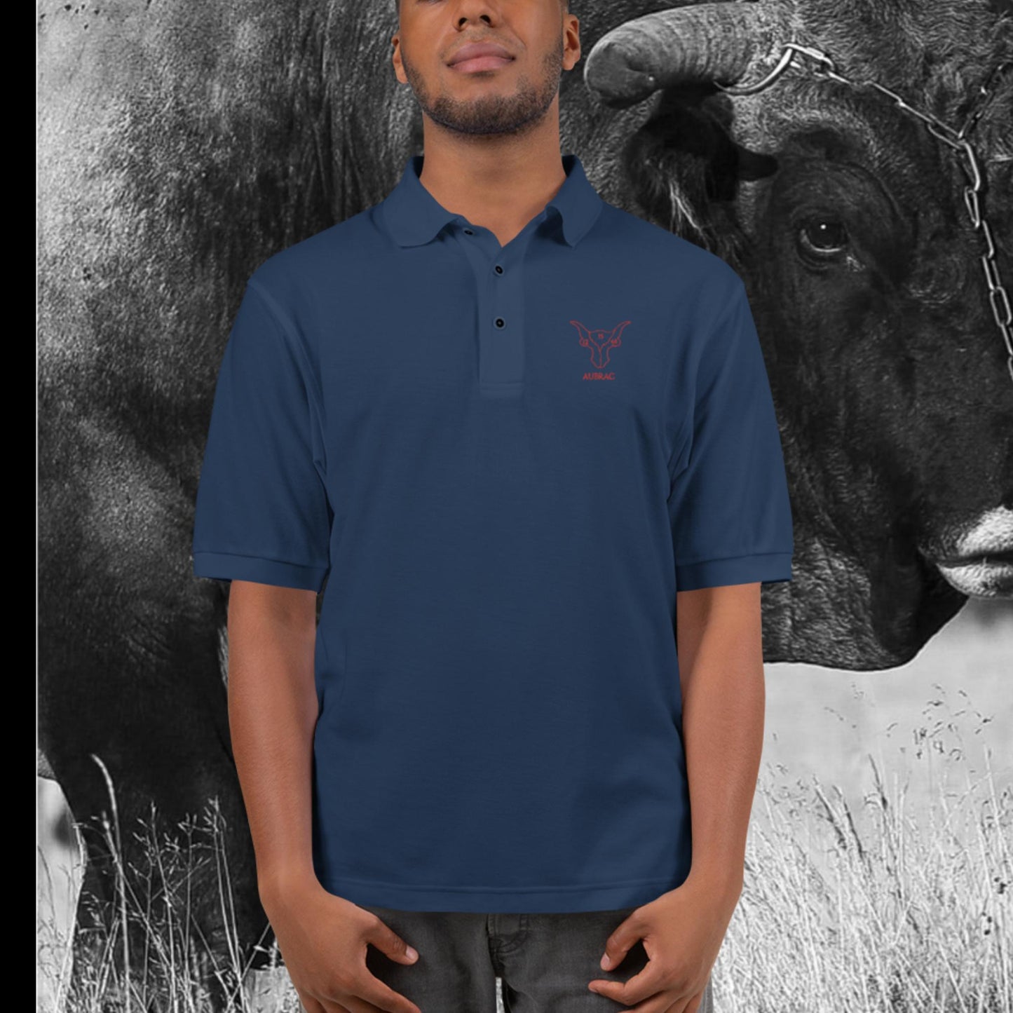 Aubrac vache, Polo Brodé Homme