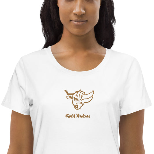 Gold ‘Aubrac, Broderie Centrale devant, T-shirt moulant écologique femme